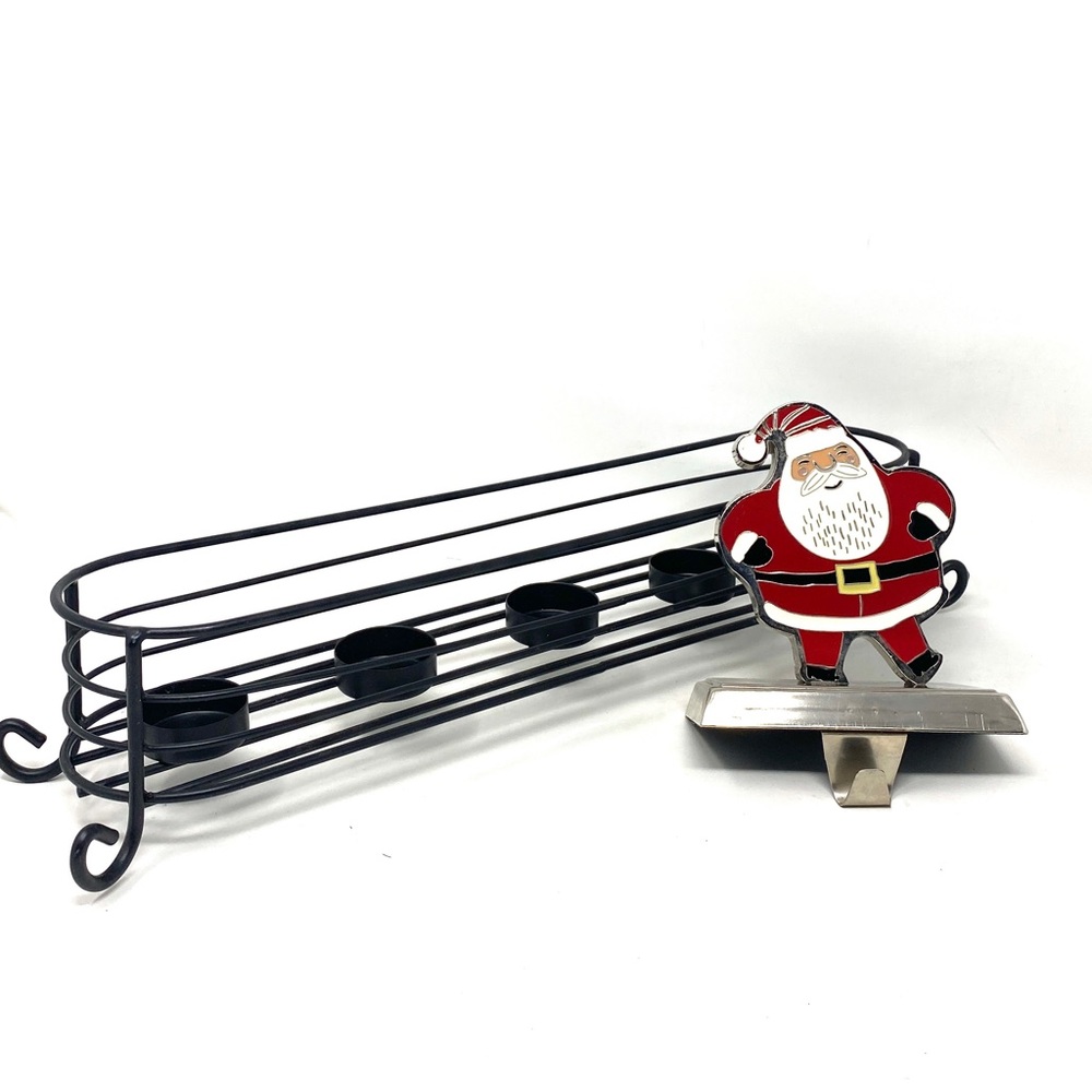 Christmas Decor 2 pieces SET :candlestick  and “Santa” holder for bags ALSU00892